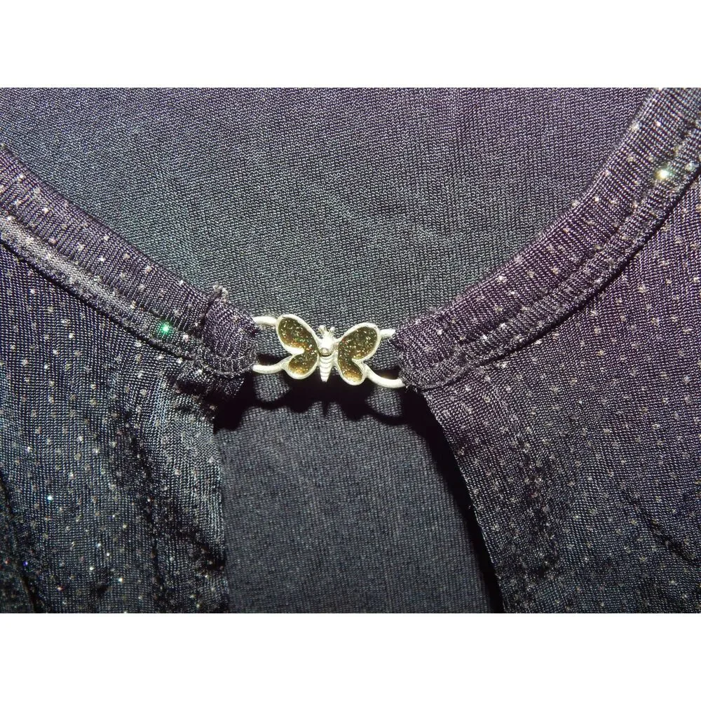 ALL THAT JAZZ girls medium 7/8 stretchy black rhinestone pullover t-shirt cover - Picture 4 of 6